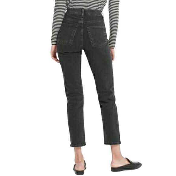 EVERLANE High Rise Straight ankle crop cropped jeans in washed black Size 25 - Picture 4 of 8
